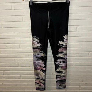 Terez x Peloton Black Colorful Spell Out Athletic Leggings, Women’s Size Small